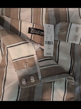 New York & Company 7th Avenue Women's Tan and White Striped Dress Pants